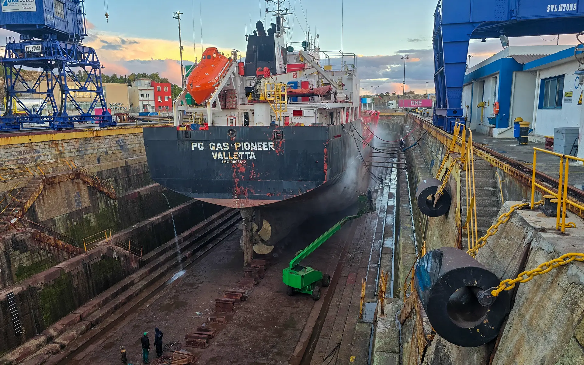 Maintenance and painting on the ship PG Gas Pioneer 3