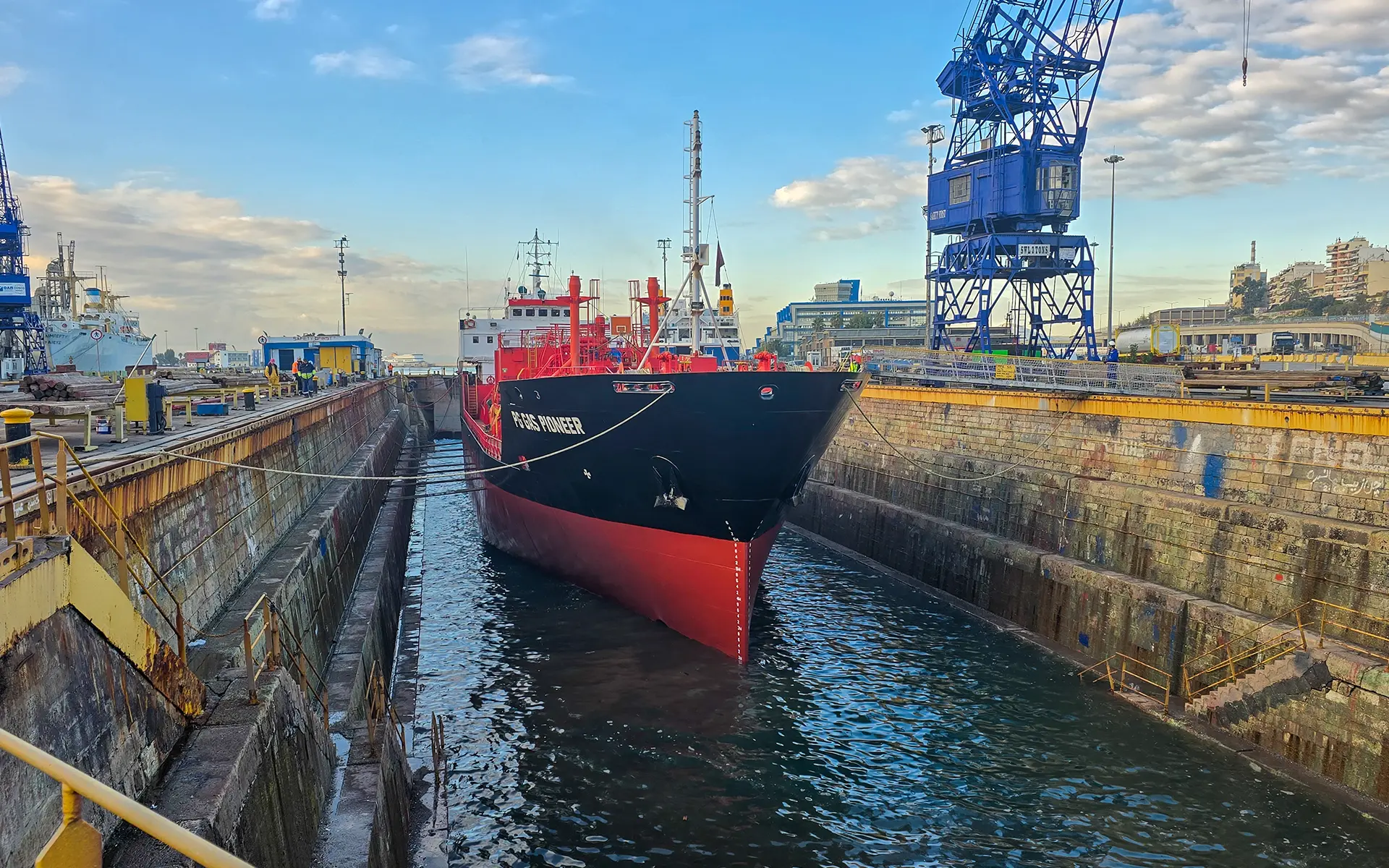 Maintenance and painting on the ship PG Gas Pioneer 9