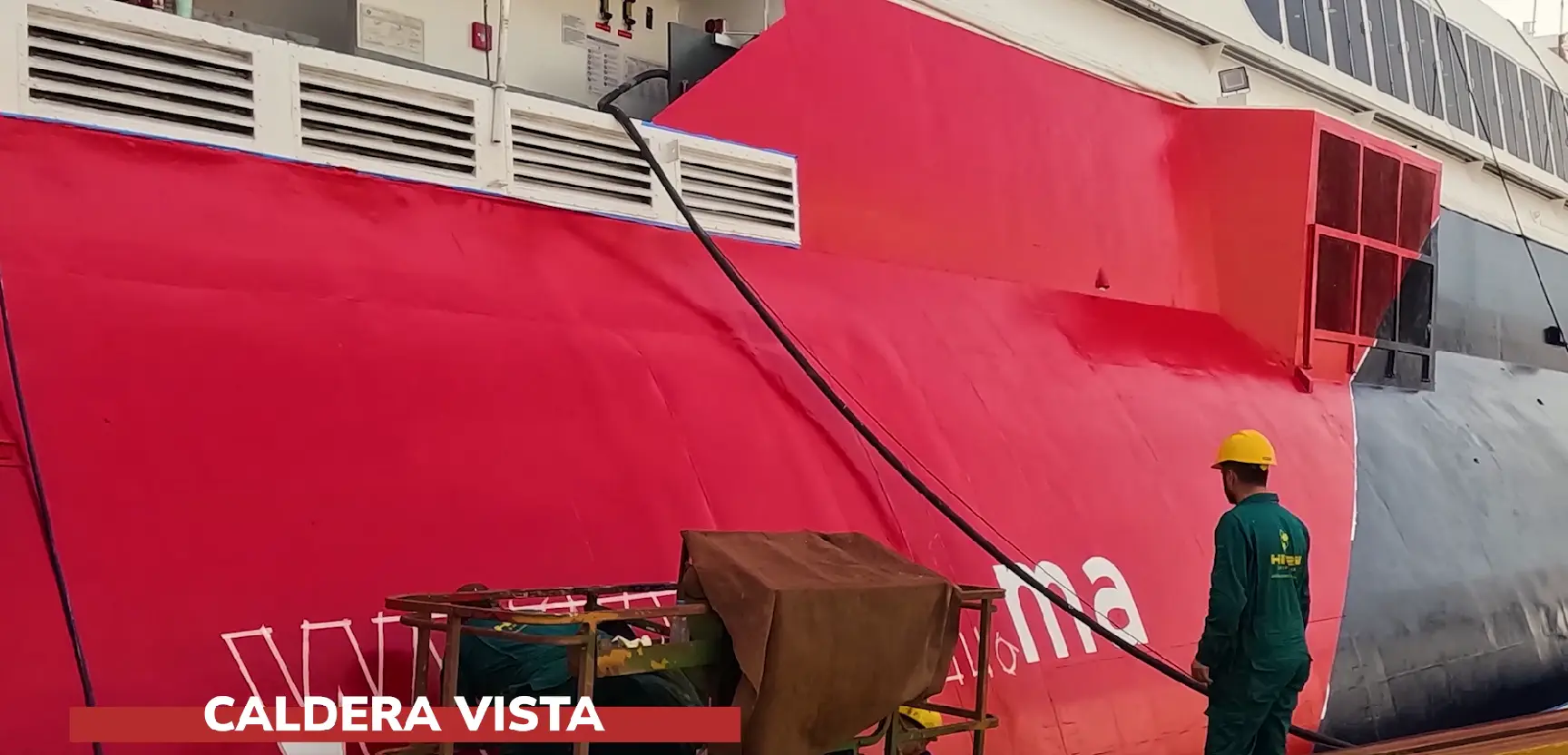 Maintenance and painting on the ship Caldera Vista 2